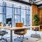 A stylish boutique office space with ergonomic furniture and natural lighting1