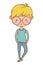 Stylish boy cartoon outfit isolated