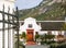 Stylish building facade in Cape Dutch architectural style
