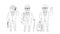 Stylish businessmen set. Cartoon male characters.Old men in fashion clothes.Vector illustration of a linear silhouette on a white