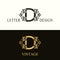 Stylish Capital letter D. Vintage Logo. Filigree Beautiful Monogram. Luxury Drawn Emblem. Graceful Style. Black and Gold. Graphic
