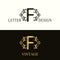 Stylish Capital letter F. Vintage Logo. Filigree Beautiful Monogram. Luxury Drawn Emblem. Graceful Style. Black and Gold. Graphic