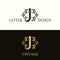Stylish Capital letter J. Vintage Logo. Filigree Beautiful Monogram. Luxury Drawn Emblem. Graceful Style. Black and Gold. Graphic
