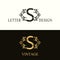 Stylish Capital letter S. Vintage Logo. Filigree Beautiful Monogram. Luxury Drawn Emblem. Graceful Style. Black and Gold. Graphic