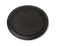 Stylish car audio acoustic round speaker with waffle grill protector cover on white background closeup. Auto spare parts catalog