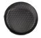 Stylish car audio acoustic round speaker with waffle grill protector cover on white background closeup. Auto spare parts catalog