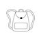 Stylish casual line art backpack. Leather rucksack with small pocket. Woman backpack doodle style.