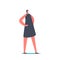 Stylish Caucasian Girl Character with Arms Akimbo Wear Trendy Outfit for Summer Season. Woman in Black Wide Dress