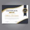 Stylish certificate template design in golden theme with badges