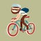 stylish character on bike. vector illustration