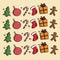 Stylish christmas seamless pattern of tree, gift, gingerbread co