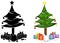 Stylish Christmas tree with presents and decoratio