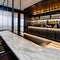 A stylish cocktail bar with a marble countertop, sleek bar stools, and a collection of premium spirits3, Generative AI