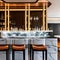 A stylish cocktail bar with a marble countertop, sleek bar stools, and a collection of premium spirits5, Generative AI