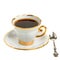 Stylish coffee cup with silver spoon