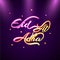 Stylish colorful text Eid Al Adha with neon effect decorated wit