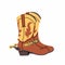 Stylish cowboy boots with ornament. Shoe pair. Wild West theme