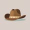 Stylish Cowboy Stetson Hat Flat Icon, Wild West Country Hat, Sheriff Ranger Uniform Headgear