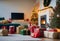 Stylish cozy home interior decorated for Christmas