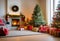 Stylish cozy home interior decorated for Christmas