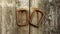 Stylish cracked vintage locker on the wall in yellow orange shades with wooden door