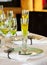 Stylish dining table arrangement close up