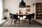 Stylish dining table with four chairs