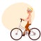 Stylish elder woman, old lady riding a bicycle, cycling