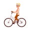 Stylish elder woman, old lady riding a bicycle, cycling