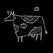 Stylish Ethnic Vector Illustration: Isolated Cow on black Background