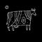 Stylish Ethnic Vector Illustration: Isolated Cow on black Background