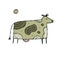 Stylish Ethnic Vector Illustration: Isolated Cow on White Background