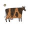 Stylish Ethnic Vector Illustration: Isolated Cow on White Background