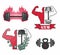 Stylish fashionable modern creative icons for fitness. Weight, bar, strongman vector. Logos for fitness. Healthy lifestyle logo. T