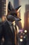 Stylish Fox Businessman City. Generative AI