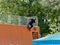 Stylish Frontside Smith Grind of Large Vert Ramp