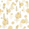 Stylish gold Merry Christmas seamless pattern with