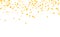 Stylish gold square confetti tinsels falling on white. Luxurious Confetti Fall From Top To Bottom. Postcard Square Design eps.10