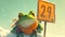 Stylish green frog with a large number "29" with its front limbs. Concept of 29 february leap year day.