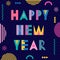 Stylish greeting card. Happy New Year. Trendy geometric font