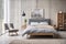 Stylish grey bedroom interior design modern and minimal style, loft bedroom. generative ai