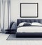 Stylish grey and white bedroom interior