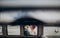 Stylish groom and happy bride embracing and gently kissing at retro car. emotional romantic moment, space for text. unusual view