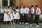 Stylish groomsmen and beautiful bridesmaids