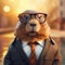 Stylish Groundhog: A Beeple-inspired, Ultra-realistic Animal Portrait
