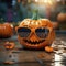 Stylish Halloween pumpkins wearing cool sunglasses, adding trendy and playful twist to autumn's favorite orange