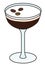 Stylish hand-drawn doodle cartoon style Espresso Martini cocktail vector illustration. For party card, invitations