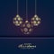 Stylish hanging golden christmas balls premium background