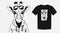 Stylish hipster giraffe portrait in a monochrome cartoon style. Perfect for clothing, logos, and prints. Whimsical and