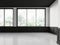 Stylish home empty living room interior and panoramic window on tropics